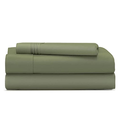 Cosy House Collection Everyday 1500 Series Bed Sheet Set - Ultra Soft & Cool Hotel Luxury Bedding - Deep Pocket - Wrinkle, Stain and Fade Resistant - 3 Piece Set (Twin XL, Moss Green) Cosy House Collection