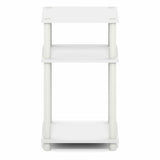 Furinno Turn-N-Tube Side Table, 3-Tier End Table with Open Shelf, Toolless Assembly Night Stand, Bedside Table, for Living Room, Bedroom, White Furinno