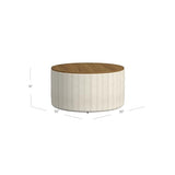 HomePop Modern Fabric Storage Ottoman with Wood Top -Marigold Pinstripe Cream Fabric HomePop