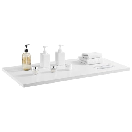 VEVOR Wall Mounted Folding Table, 39.4 x 19.7 inches Wall Mount Table, Floating Desk with Iron Bracket for Small Spaces, Home Office, Dining, Laundry Room, Kitchen, Bar, White VEVOR
