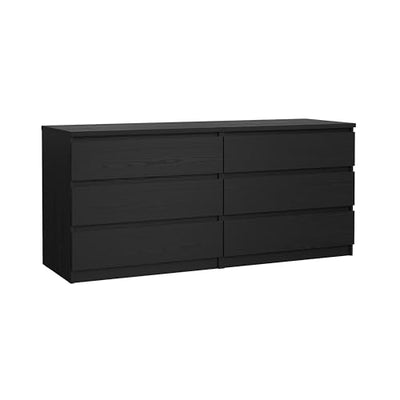 Tvilum 6 Drawer Double Dresser, Black Woodgrain