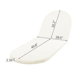 Merax Acacia Wood Chaise Lounge with Curved Cushion, Outdoor Sun Lounger for Patio, Poolside and Garden, Teak Finish Wood Recliner, 80.8" L, Supports 300 lbs, Cream