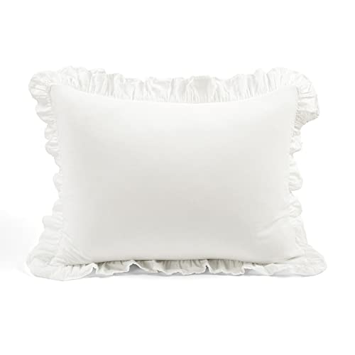 Lush Decor Reyna Ruffle Cotton Duvet Cover Set 2 Piece Set Twin XL, White - Cute Teen Bedding Set - White Duvet - Ruffled Bedding - Coquette Dorm Decor Lush Decor