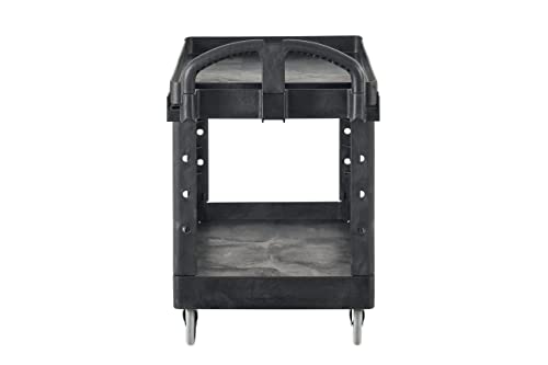 Rubbermaid Commercial Products 2-Shelf Utility/Service Cart, Medium, Lipped Shelves, Ergonomic Handle, 500 Lbs Capacity, for Rubbermaid Commercial Products