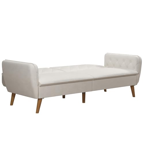 Novogratz Tallulah Memory Foam Futon Couch Bed, Futon Sofa Bed - Ivory Boucle Novogratz