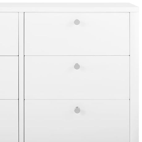 Delta Children Brooks 6 Drawer Dresser with Interlocking Drawers (Includes 3 Sets of Knobs – Choose from Natural, Brushed Nickel & Melted Bronze), Bianca White Delta Children