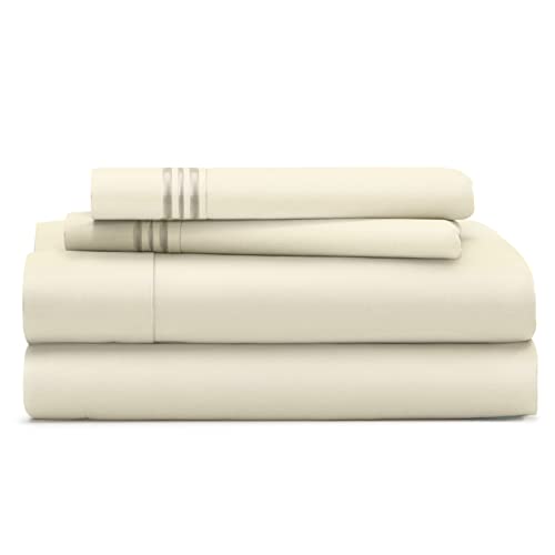 Cosy House Collection Everyday 1500 Series Bed Sheet Set - Ultra Soft & Cool Hotel Luxury Bedding - Deep Pocket - Wrinkle, Stain and Fade Resistant - 4 Piece Set (King, Ivory) Cosy House Collection