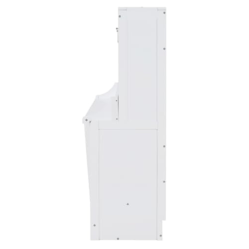Queen Size Murphy Bed with Desk,Solid Wood Cabinet Wall Bed with Hydraulic Design,Space-Saving Folding Beds for Small Apartment Guest Room Home Office,No Box Spring Needed,White Harper & Bright Designs