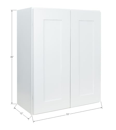 Hollywood Fabiani Design Shaker Wall Kitchen Cabinet Ready to Assemble, 33 in. W x 12 in. D x 36 in. H, White Hollywood Fabiani Design