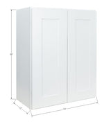 Hollywood Fabiani Design Shaker Wall Kitchen Cabinet Ready to Assemble, 33 in. W x 12 in. D x 36 in. H, White Hollywood Fabiani Design