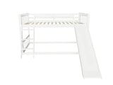 DNYN Twin Over Twin Bunk Bed with Slide for Kids Bedroom,Solid Wood Floor Bunkbeds for Boys and Girls,Easy Assembly & No Box Spring Needed & Space Saving Design, White DNYN