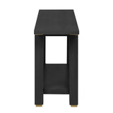 63" Modern Minimalist Console Table with Open Bottom Storage Shelf, Versatile Buffet Sideboard, Solid Wood Sofa Side Table with Metal Accents for Entryway, Hallway and Living Room (Black-05) HZSMHDZKJ