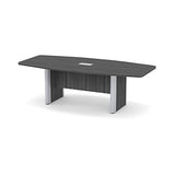 Thaweesuk Shop New Gray 8 FT Modern Boat Shaped Conference Table Wood Room Hide Wires Inside Elliptical Metal Legs Desk Grommets Racetrack Power Silver Modules Boardroom Meeting Business Furniture Generic