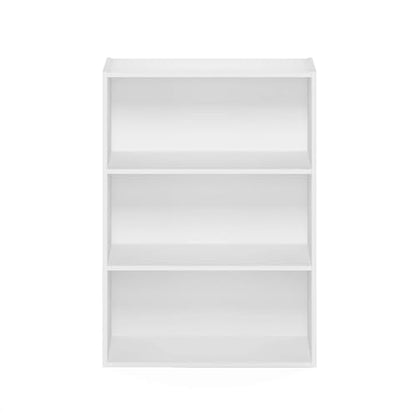 Furinno Pasir 3-Tier Open Shelf Bookcase in Elegant Plain White - WoodArtSupply