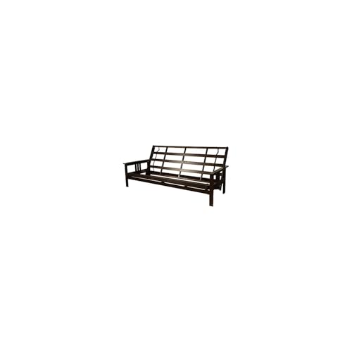 HomeStock Wood Futon Frame Queen Size - Classic Style Sofa Bed with Mission Arms Frame Only/Espresso HomeStock