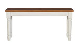 Powell Backless Dining Wood Top Willow Bench, White & Honey Brown Powell