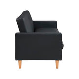 Lexicon 79"W Convertible Futon Sofa Bed, Loveseat, Faux Leather Upholstered Couch Sleeper, Adjustable Backrests, Padded Pocket Coil, Solid Wood Legs for Living Room, Bedroom, Apartment, Office, Black Lexicon