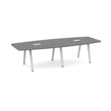 Limited Edition 10 ft Conference Table Wood Boat Shaped Laminated Gray Finish Metal V Legs Sleek Grommets Racetrack Silver 2 Power Data Modules Desk Meeting Ports Boardroom Office Business New, Grey WoodArtSupply