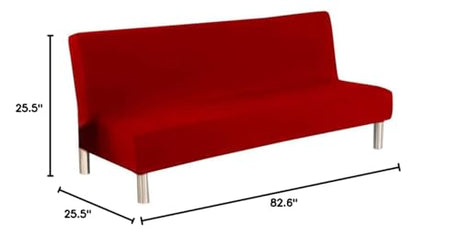 Cornasee Stretch Futon Cover Slipcovers Full Size,Fully Folding Armless Sofa Bed & Couch Protector,Machine Washable (Red) Cornasee