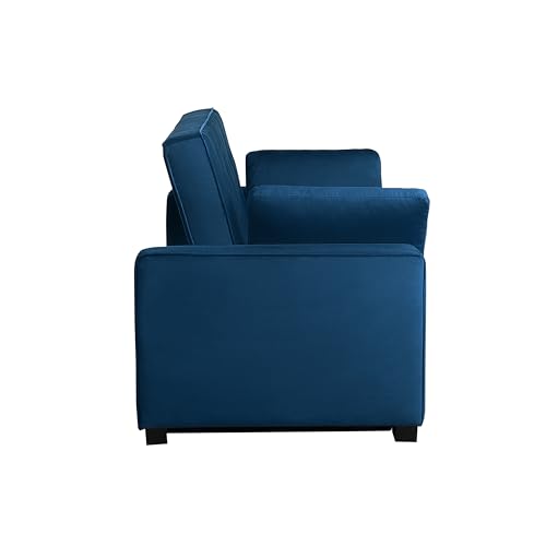 Serta Ainsley 66.5" Convertible Sleeper Loveseat, Full Size, Dreamcoil Comfort, Soft Velvet Fabric, Navy Serta