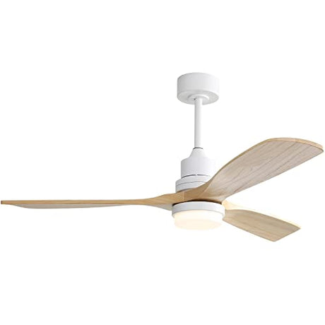 Sofucor 52 Inch Ceiling Fan with Lights Modern Wood Ceiling Fan Remote Control Dimmable LED Light 3 Blades Reversible DC Motor for Farmhouse Bedroom Living Room Patio with Cover(Burlywood) Sofucor