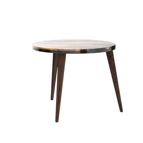 20" Resin Walnut Round Side Table | Epoxy End Table | Coffee Table | Mid Century Modern Resin Walnut | Living Room Furniture | Green Color Ultimate Premium Products