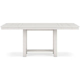 Signature Design by Ashley Robbinsdale Farmhouse Distressed Counter Height Dining Extension Table with Trestle Base, Planked Effect and 2 Removable End Leaves, White Signature Design by Ashley
