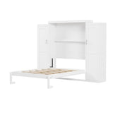 Harper & Bright Designs Full Size Murphy Bed, Wood Full Wall Bed with Two Closets and Storage Shelf, Multifunctional Foldable Platform Bed Frame for Guest-Room/Bedroom, White Harper & Bright Designs