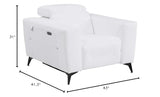 BlackJack Furniture Ferrara Top Grain Italian Leather Power Reclining Sofa Chair with USB Ports to Charge Devices, Adjustable Multi-Position Headrests, Wall Hugger Design, 41.3" W, White Blackjack Furniture