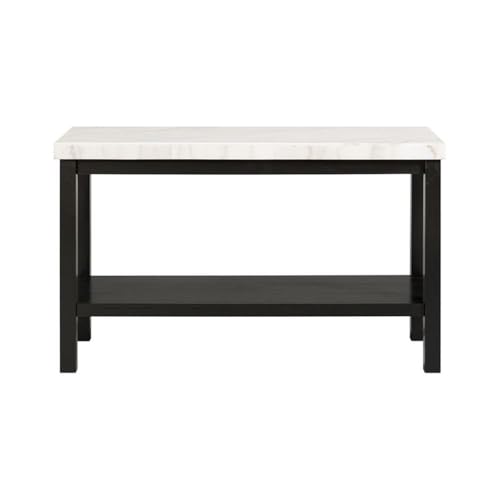 Picket House Furnishings Evie Wood Frame & Marble Top Console Table-White/Black Picket House
