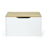 Humble Crew Expedition Hinged Toy Storage Chest with Lid, White & Natural Wood Humble Crew