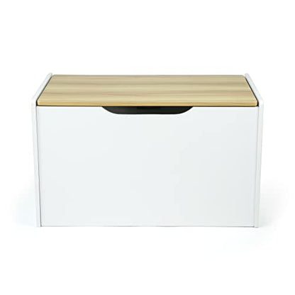 Humble Crew Expedition Hinged Toy Storage Chest with Lid, White & Natural Wood - WoodArtSupply