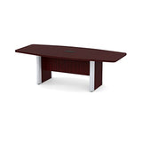 Thaweesuk Shop New 8 FT Mahogany Modern Boat Shaped Conference Table Room Hide Wires Inside Elliptical Metal Legs Desk Grommets Racetrack Black 2 Power Data Modules Meeting Furniture Business Wood Generic