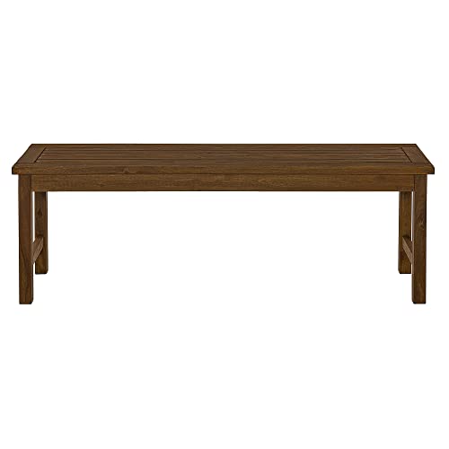 Walker Edison Rendezvous Modern Solid Acacia Wood Slatted Patio Bench, 53 Inch, Dark Brown - WoodArtSupply