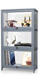 Athena Collection Curio Display Cabinet with Acrylic Doors, 3-Tier Clear Display Case 42” Hight Display Shelf for Trophy Figures Curio Collectibles for Living Room Bedroom, Grey Athena Collection