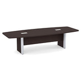 Thaweesuk Shop Espresso 10 ft Modern Boat Shaped Conference Table Hide Wires Inside Elliptical Metal Legs Desk Grommets Racetrack Silver Power Modules Business Room Boardroom Meeting Furniture Wood Generic