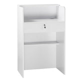 VEVOR Reception Desk, 23.6 inch Rectangular Front Counter Table, Modern Office Reception Desk with Drawer, Small Minimalist Retail Counter Table for Checkout, Lobby, Beauty Salon and Office, White VEVOR