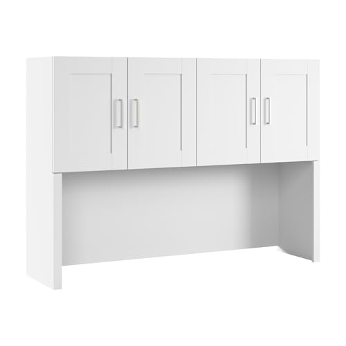 Bush Business Furniture Hampton Heights 60W Computer Hutch in White, Desk Attachment for Home Office or Professional Workspace Bush Business Furniture