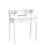 DMAITH Small White Writing Desk with Hutch – 32" Home Office Desk with Drawers | Compact Computer Desk, Vanity Makeup Table for Bedroom or Study Room DMAITH
