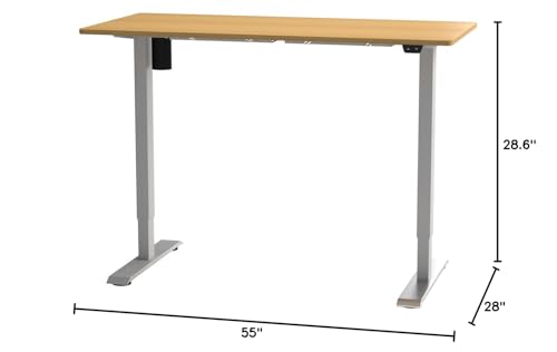 FLEXISPOT Electric Standing Desk Whole Piece 55 x 28 Inch Desktop Adjustable Height Desk Home Office Computer Workstation Sit Stand up Desk (White Frame + 55" Maple Top, 2 Packages) FLEXISPOT