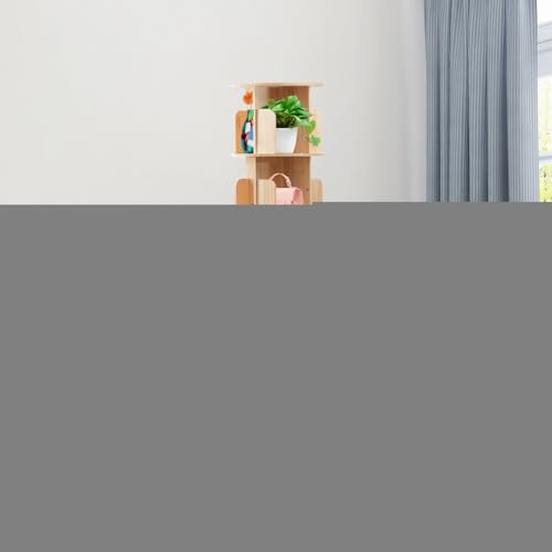 FiueStur 360-Degree Rotating 6-Tier Corner Bookshelf for Kids and Adults - WoodArtSupply