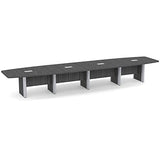 Thaweesuk Shop Gray 18 ft Modern Boat Shaped Conference Table Room Wood Hide Wires Inside Elliptical Metal Legs Desk Grommets Racetrack Silver 4 Power Data Modules Furniture Boardroom Office Business Generic