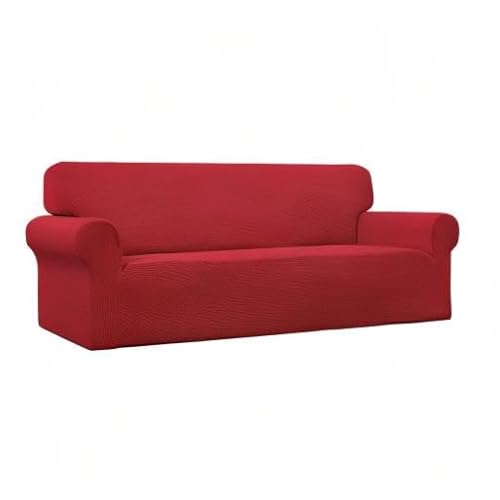 Easy-Going Stretch Sofa Slipcover 1-Piece Sofa Cover Furniture Protector Couch Soft with Elastic Bottom for Kids, Polyester Spandex Jacquard Fabric Small Checks (Sofa, Christmas Red) Easy-Going