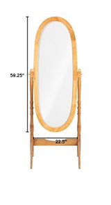 Roundhill Furniture Traditional Queen Anna Style Wood Floor Cheval Mirror, Oak Finish Roundhill Furniture
