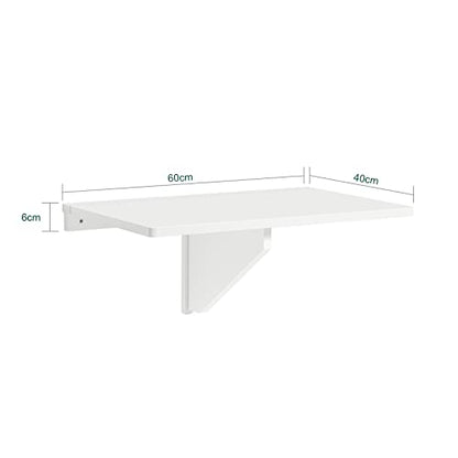 Haotian Wall-Mounted Drop-Leaf Table, Folding Kitchen & Dining Table Desk, Home Office Table Desk Workstation, Computer Desk, Trestle Desk, White FWT03-W - WoodArtSupply