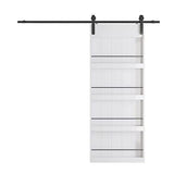 BARNER HOME 36in x 84in Sliding Barn Door, Shelf Style, Made of Primed MDF, Sliding Door with 6.6 ft Hardware Kit BARNER HOME