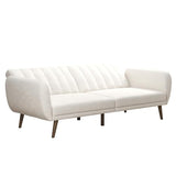 Novogratz Brittany 81.5" Futon Sofa Bed and Couch Sleeper, Ivory Boucle Novogratz
