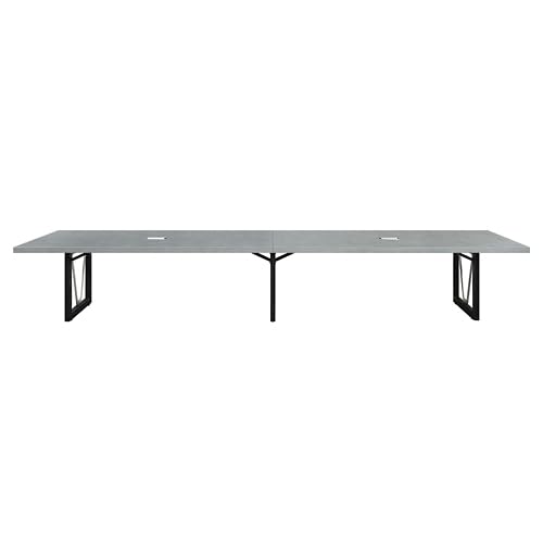nbf signature series District 14' Conference Table Southern Walnut/Black Base | Industrial Design, Laminate Top, Cable Management, Grommet Covers, Solid Wood Frame nbf signature series