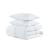 Martha Stewart - King Duvet Cover Set, 100% Soft Cotton Bed Set with a Smooth Cotton Percale Reverse, 3 Piece Floral Bedding with Matching Pillowcases (Garden Path Embroidery Blue) Martha Stewart