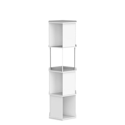 Nisorpa 4 Tier Hexagon 360° Rotating Bookshelf Organizer for Home & Office - White - WoodArtSupply